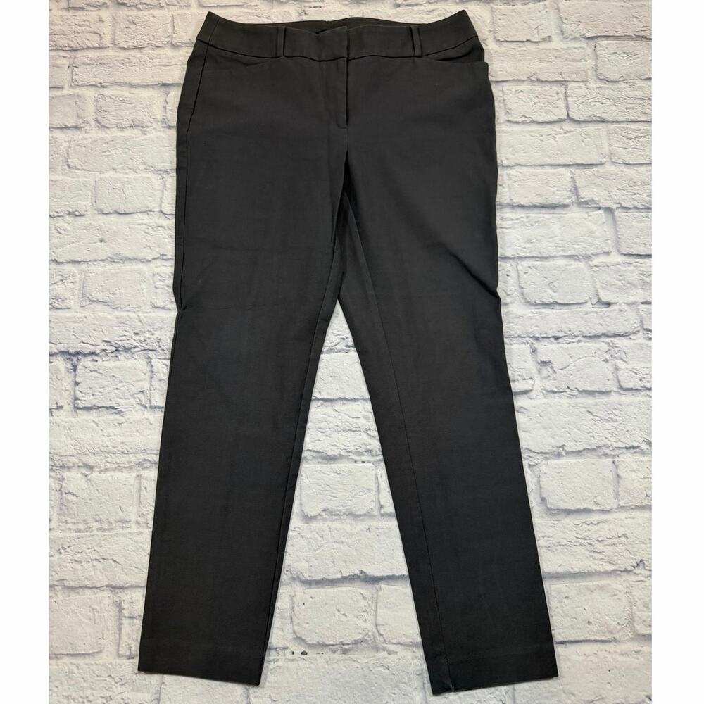 LOFT Julie Skinny Modern Dark Gray Ankle pants Flat Front Tapered Sz 8 A467